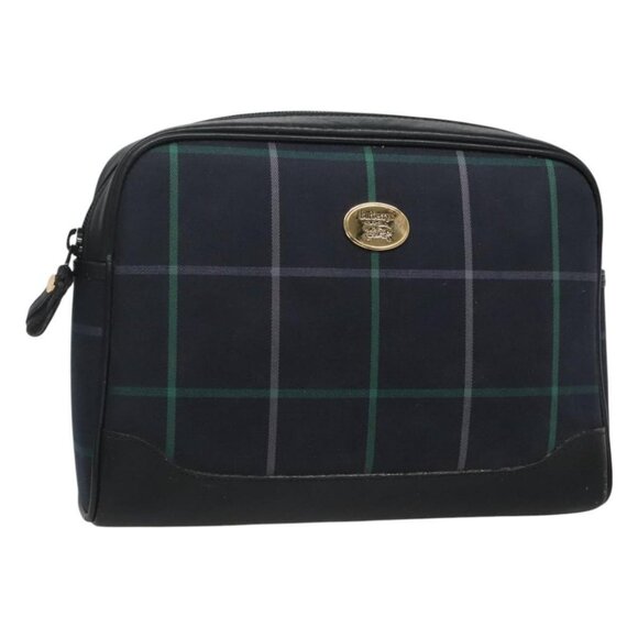 Burberrys Nova Check Clutch Bag Canvas Navy Auth BA1144 - Picture 1 of 16